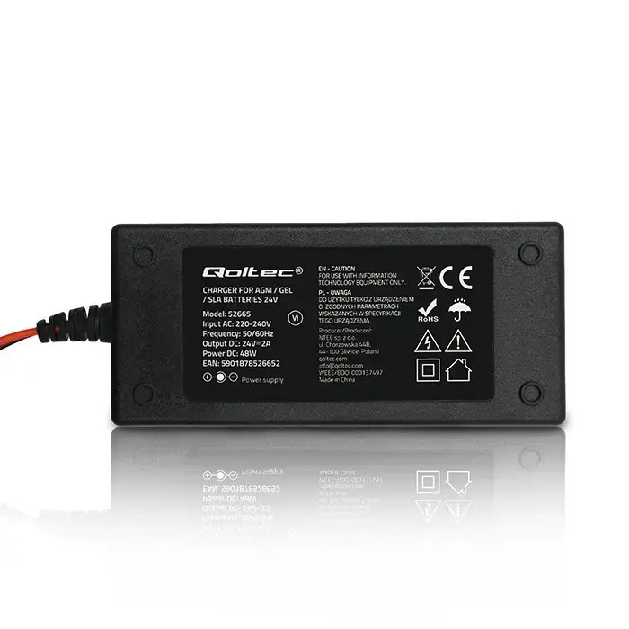 Qoltec 52665 akumulatoru lādētājs 24V 2A 48W Photo 6