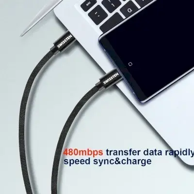 Кабель Swissten Textile USB-C на USB-C 0.2м Photo 5