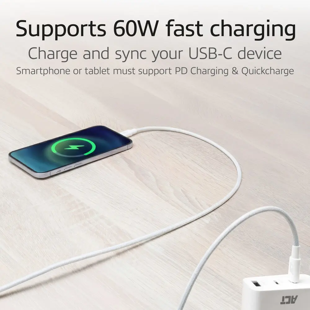 ACT AC3080 USB-C to USB-C Cable 1m White Photo 3