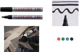 Перманентный маркер Sakura Pen-touch 140, 4 мм, зеленый, волоконный наконечник, алюминиевый корпус, на основе растворителя