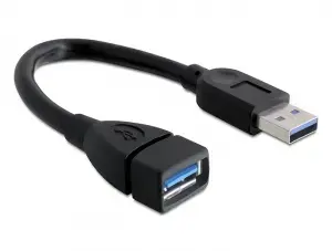 DeLOCK USB 3.0 Type-A Extension Cable, 0.15 m, 5 Gbit/s, Black