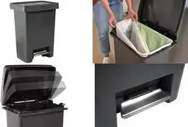Rubbermaid Premier Series Pedal Waste Bin, 71 Liters, Polyethylene, Rectangular, Anthracite