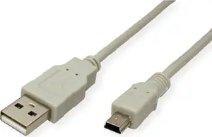 Secomp USB 2.0 Cable, USB-A to 5-Pin Mini, 0.8 m, Beige