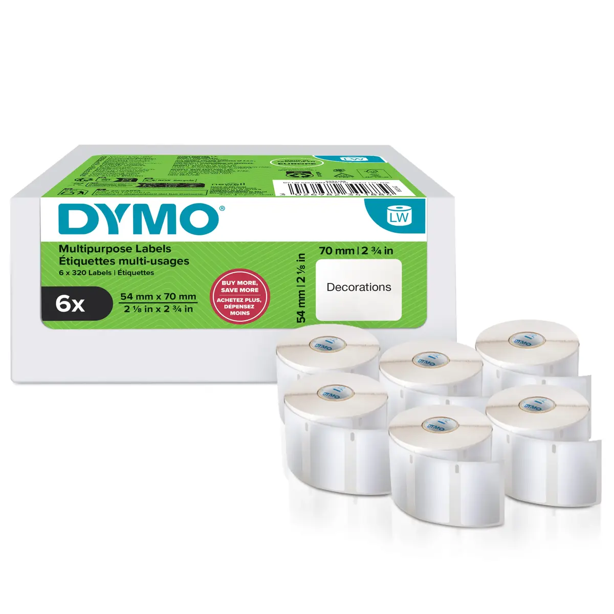 Универсальные этикетки DYMO LabelWriter 54x70 мм Photo 2