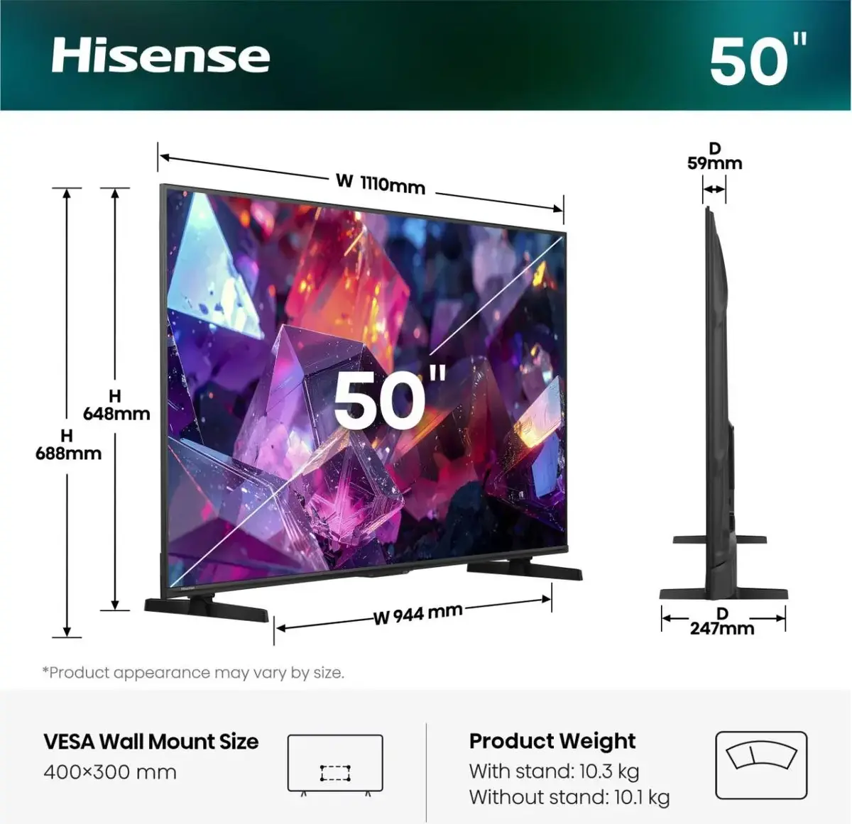 Hisense 50E7S PRO 50 collu QLED UHD+ viedtelevizors Photo 2