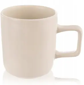 Kadax Skandi Stoneware Mug 380ml Cream Matte with Handle for Coffee and Tea