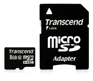 Transcend 8GB MicroSDHC Class 10 Memory Card with SD Adapter