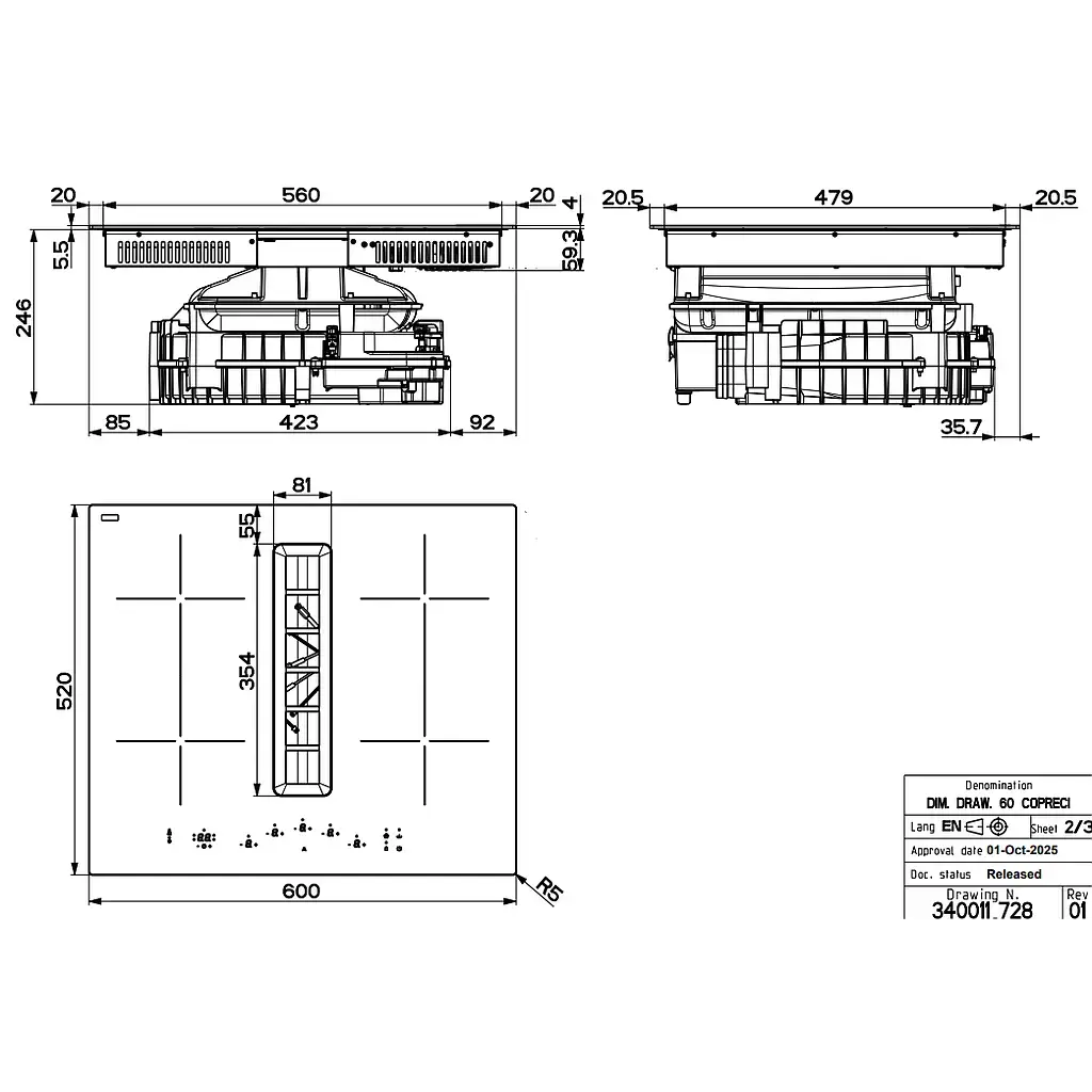 Индукционная панель с вытяжкой FABER GALILEO SLIM RING A600 Photo 3