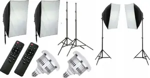 Xrec 10-in-1 Studio Lighting Kit with 2x 1600W LED Lamps, Softboxes 50x70cm, and 230cm Tripods