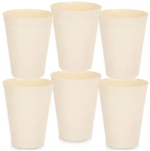 Vilde Sandy Plastic Mug Set, 300 ml, Cream, 6 Pieces, Microwave Safe