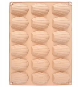 Aptel Silicone Mold Shells for 18 Pieces, for Madeleines, Pralines, and Chocolates, Beige