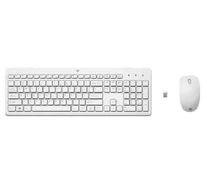HP 230 Wireless Keyboard and Mouse Combo, Full-size, Membrane, White
