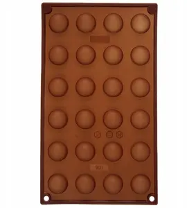 Brunbeste Silicone Chocolate and Praline Mold, 24 Half-Sphere Cavities, Brown