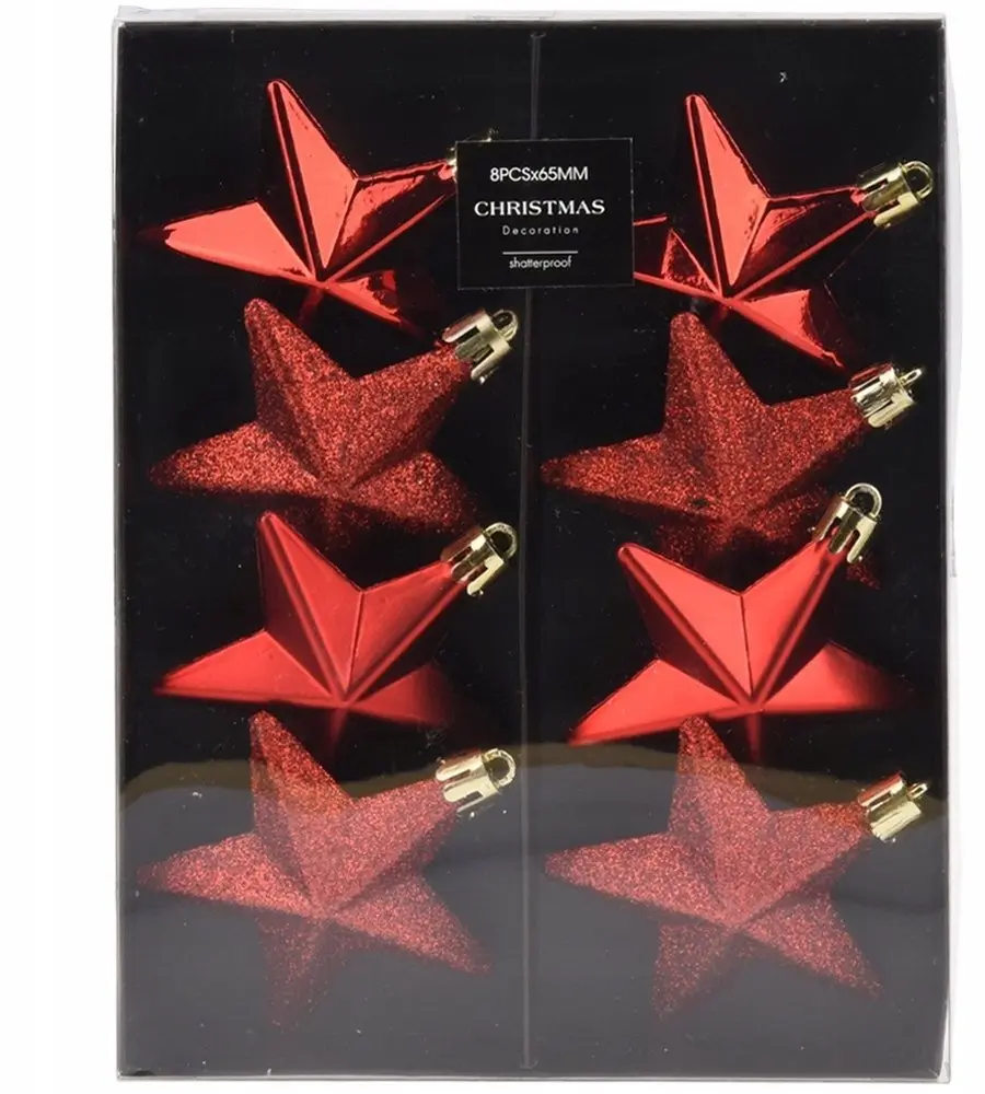 PartyDeco Ziemassvētku eglītes rotājumi Zvaigznes Sarkanas