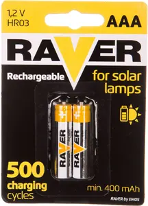 Raver AAA R03 Solar uzlādējamais akumulators 400mAh, 2 gab.