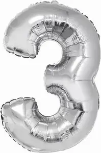 GoDan Foil Balloon Number 3 Silver 85cm