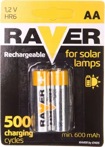 Raver Solar AA R6 uzlādējams akumulators 600mAh, 2 gab.