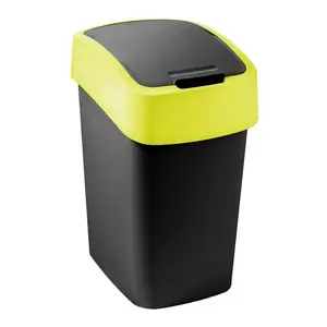 Curver Flip Bin 9L Waste Bin, Black/Yellow