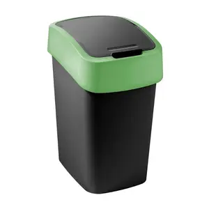 Curver Flip Bin 9L Waste Bin, Black and Green