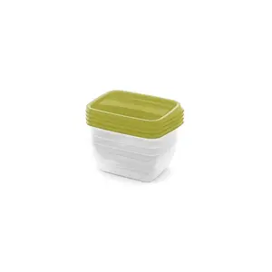 Curver Vedo Rectangular Food Container Set, 4 x 0.75L, Transparent Green