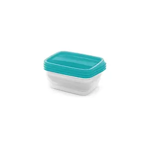 Curver Vedo Rectangular Food Container Set 3 x 1L Transparent Turquoise