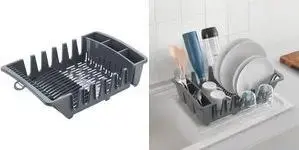 Trauku žāvētājs Metaltex Smartex, polipropilēns, pelēks, ar galda piederumu grozu un pudeļu turētājiem