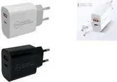 IWH 30W USB Charger with 1x USB-A and 1x USB-C Power Delivery and QC 3.0, Black