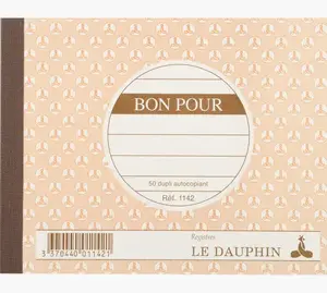 Le Dauphin 1142D piezīmju blociņš, 50 lapas, līnijās, auzu krāsā