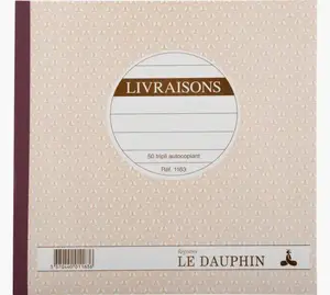 Le Dauphin 1163D piegādes veidlapu bloks, 50 lapas, līnijās, auzu krāsā