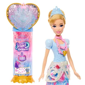 Disney Princess Jewel Reveal Cinderella Fashion Doll with 8 Surprises Including Gem Box and Accessories for Children Aged 3 Years and Older