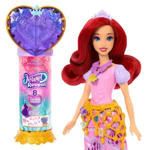 Disney Jewel Reveal Ariel modes lelle ar 8 pārsteigumiem dārgakmeņu kastīti un 10 aksesuāriem bērniem no 3 gadu vecuma