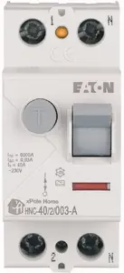 Дифференциальный автоматический выключатель Eaton HNC-40/2/003-A, 40А, 30мА, тип A, 2 полюса, 6кА