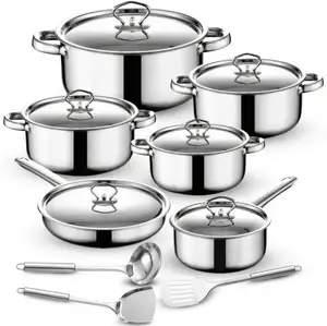 Retoo OR205 Cookware Set with Lids and Kitchen Utensils