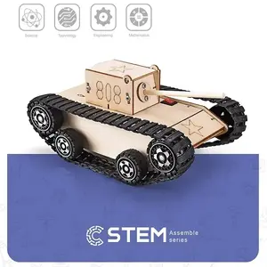 Extra Digital Wooden Assembly Kit Electric Army Tank STEM Educational Toy