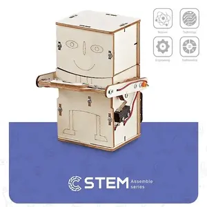 Extra Digital Wooden Assembly Kit Coin Swallowing Robot STEM Educational Toy