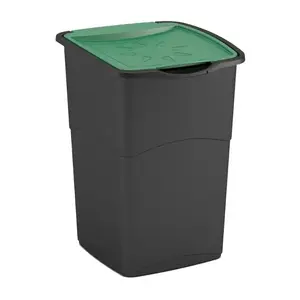 Curver Koral Bin 47L Waste Bin, Black/Green