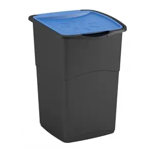 Curver Koral Bin 47L Waste Bin, Black/Blue