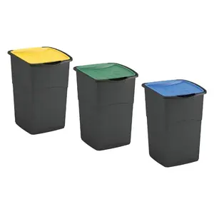 Atkritumu tvertņu komplekts Curver Koral Bin, 47L, 3 gab., melns/jaukts
