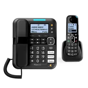DECT-телефон amplicomms BigTel 1580 с 2 трубками, определителем номера, черный