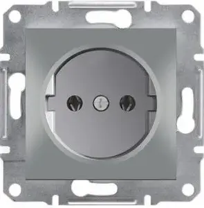 Розетка электрическая Schneider Electric Asfora одинарная, алюминий, EPH3000161