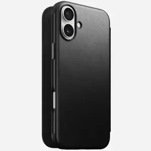 Nomad Modern Leather Folio Case for Apple iPhone 16 Plus, Black