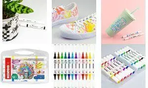 Kores Acrylmarker Duo Acrylic Markers, 12-Piece Set, Dual Tip with Brush and Round Tip