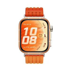 Умные часы Huawei Watch Fit 5 Pro, 1.92-дюймовый AMOLED-дисплей, золотистый корпус, оранжевый ремешок, GPS