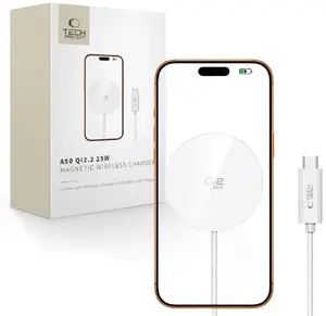 Беспроводное зарядное устройство Tech-Protect A50 Magnetic MagSafe 25 Вт Qi2.2 белое
