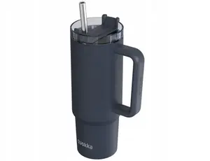 Quokka Stream termokrūze, nerūsējošais tērauds, 950 ml, ar salmiņu, grafīta krāsa