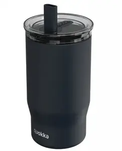 Quokka Mist nerūsējošā tērauda termokrūze 720 ml ar salmiņu, melna