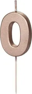 Inspiruj Birthday Candle Number 0 Rose Gold 4.5cm