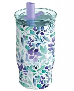 Quokka Mist termokrūze, nerūsējošais tērauds, 720 ml, ar salmiņu, Violet Blooms