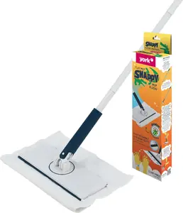 York Snappy Flat Mop with Microfiber Cloth and 360-Degree Swivel Head