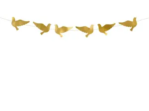 PartyDeco Garland Doves, gold, 112 cm